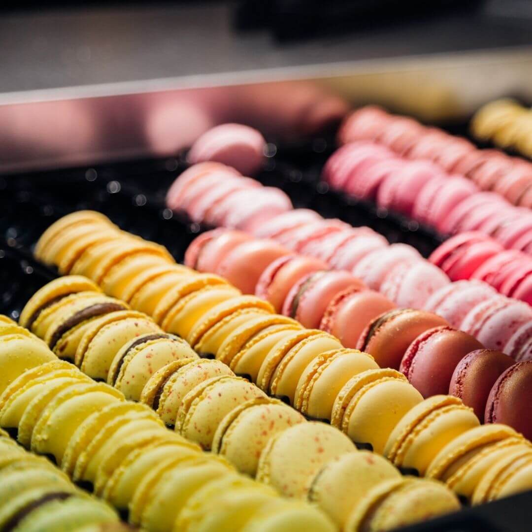 An assortment of flavoured macaroons
